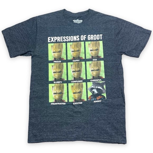 Marvel Expression of Groot Mens T-Shirt Size Small Guardians Of The Galaxy - Picture 1 of 4
